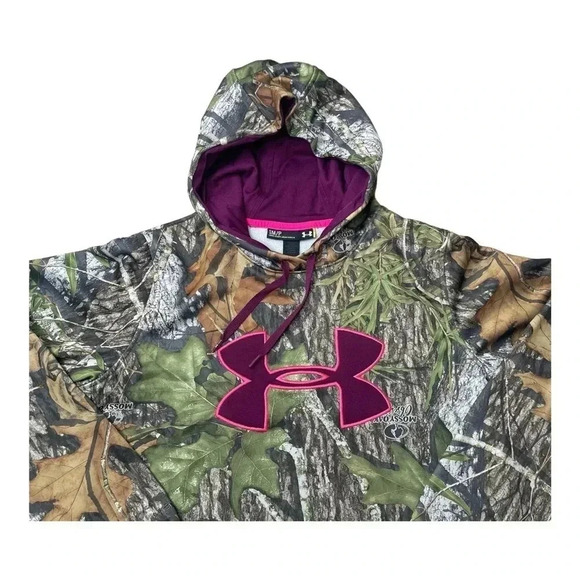 Under Armour Mossy Oak Loose Camouflage Purple Hoodie Women’s size Small - Picture 3 of 9
